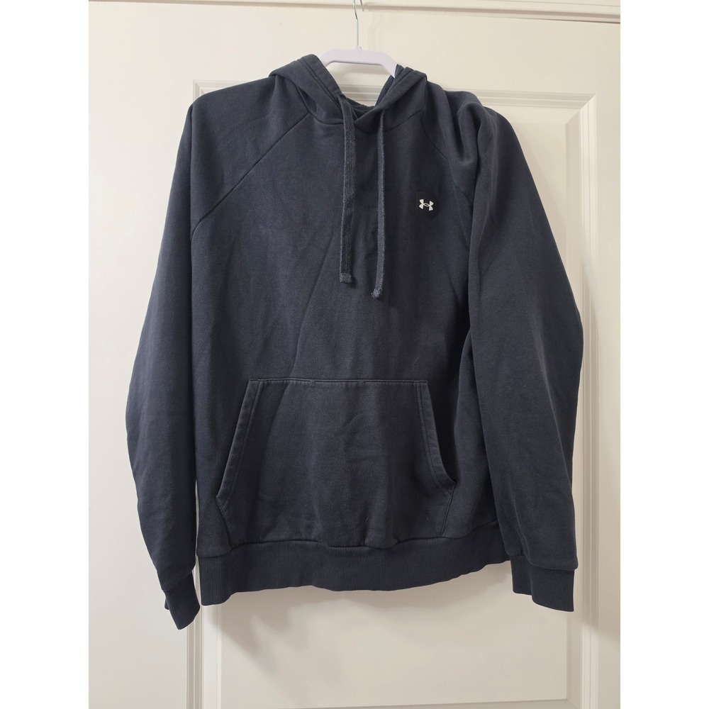 Under Armour Mens Rival Fleece Hoodie Black Loose Fit Pullover Sweatshirt Medium